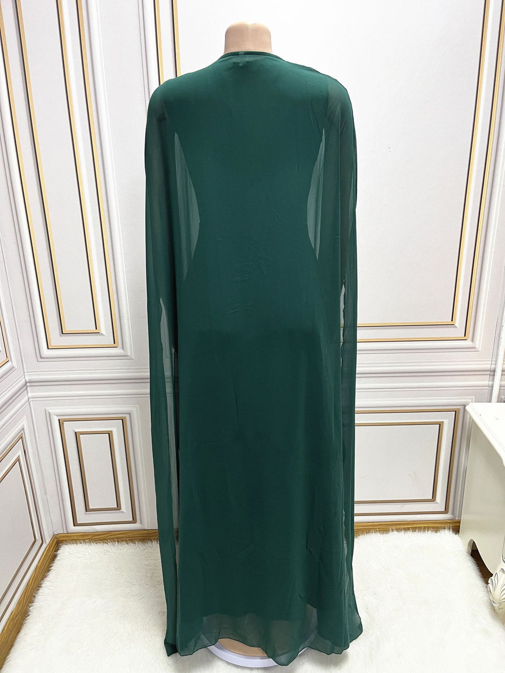 Dubai Style Women’s Modest Party Dress with Cape Sleeves