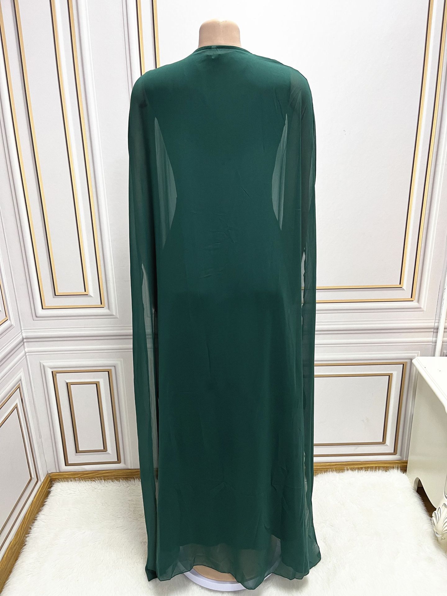Dubai Style Women’s Modest Party Dress with Cape Sleeves