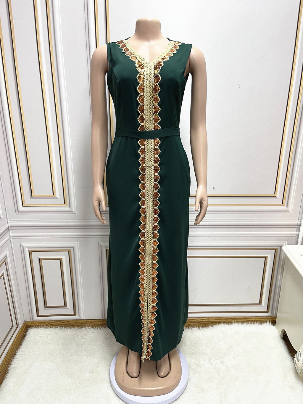 Dubai Style Women’s Modest Party Dress with Cape Sleeves