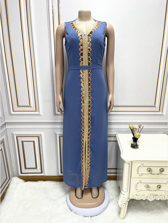 Dubai Style Women’s Modest Party Dress with Cape Sleeves