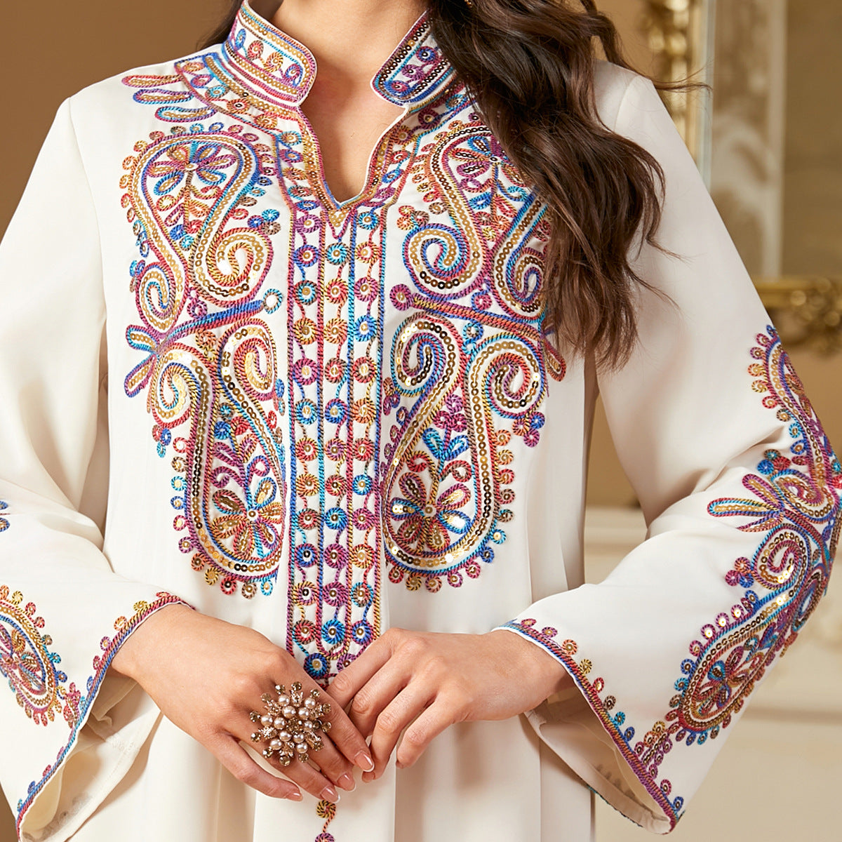 Elegant Beaded Embroidery Dress For Women In A Long Robe Style Metro Diaspora Market Elegant Beaded Embroidery Dress For Women In A Long Robe Style Metro Diaspora Market
