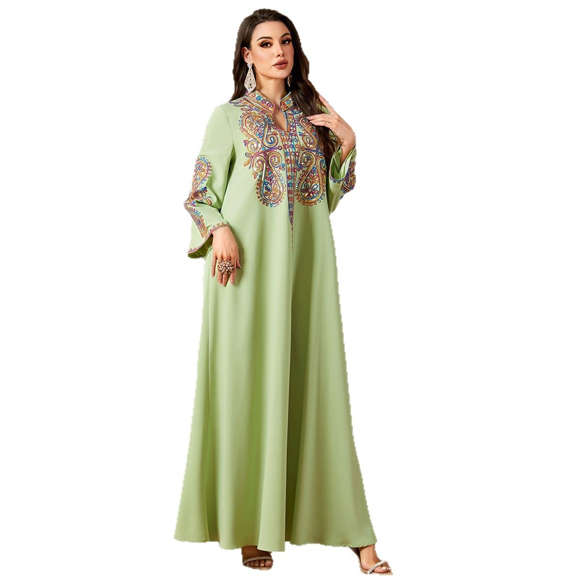 beaded robe dress Elegant Beaded Embroidery Dress For Muslim Women In A Long Robe Style –  Metro Diaspora Market
