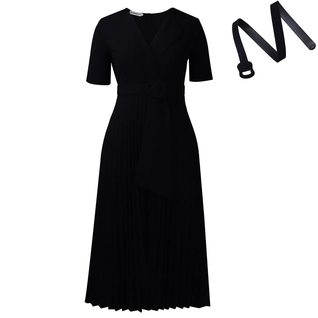 Elegant Modern Style Pleated Office Dress for Women